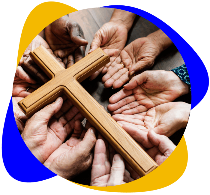 People holding cross